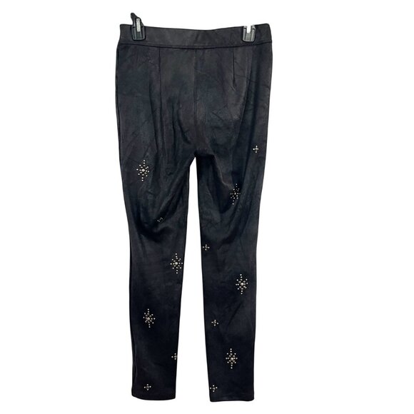Free People Star Stud Skinny Pants Vegan Leather Black Pull On Boho - Size 25 - Picture 2 of 8